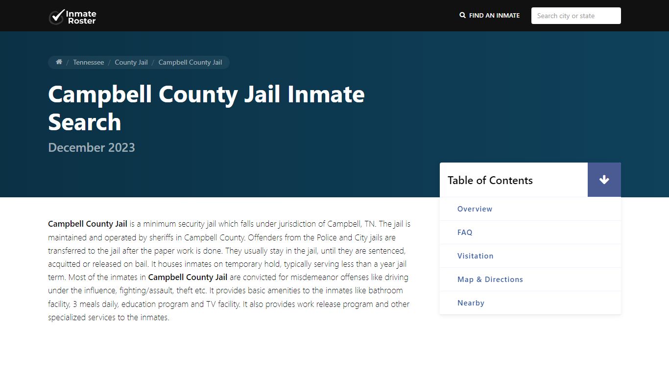 Inmate Search | Campbell County Jail - Jacksboro, TN